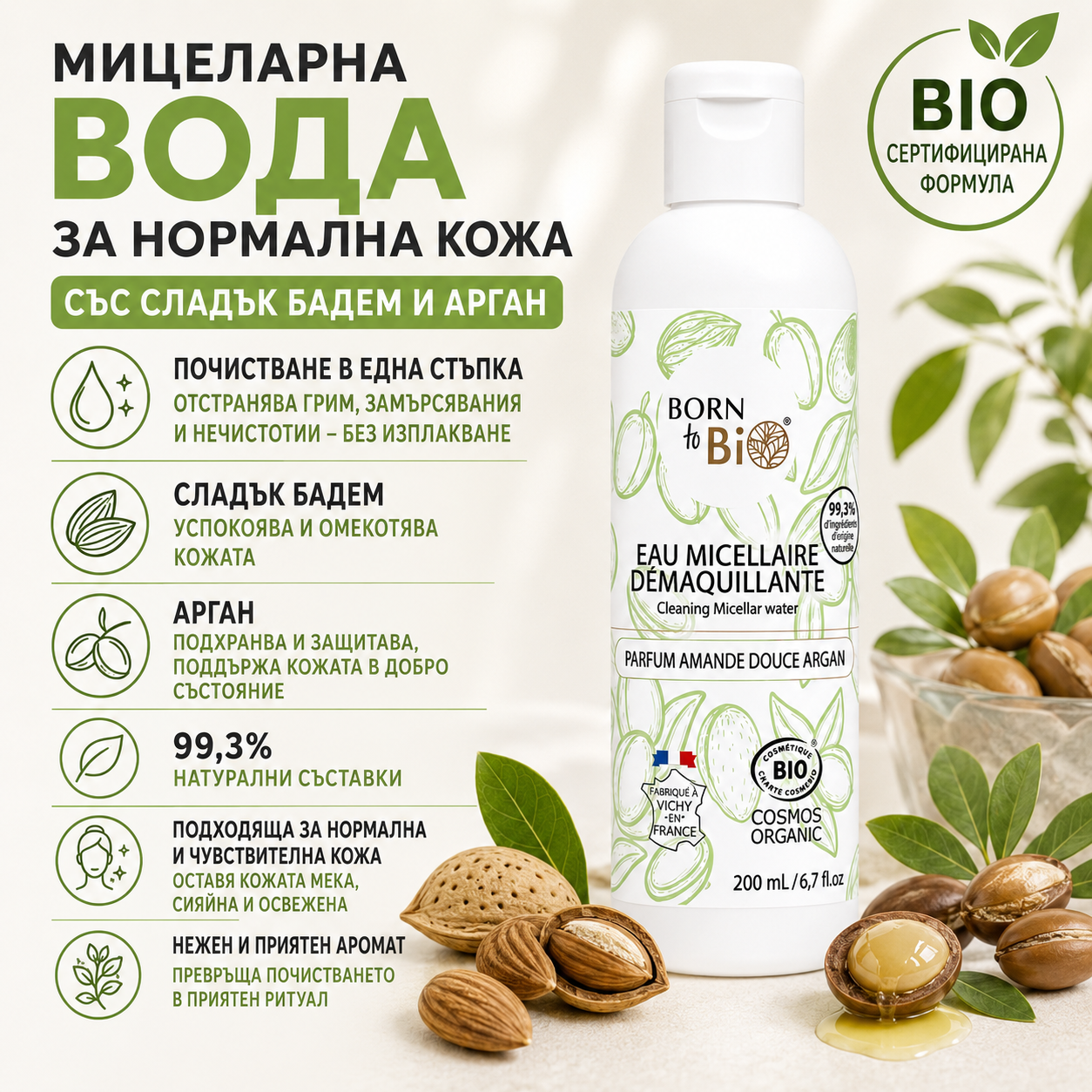 МИЦЕЛАРНА ВОДА ЗА НОРМАЛНА КОЖА 200ml
