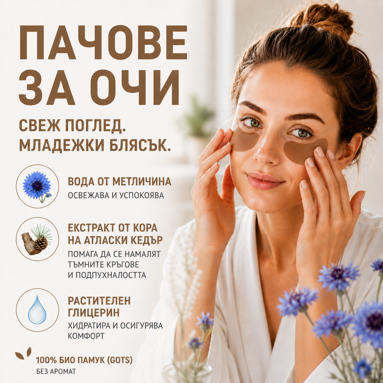 Освежаващи пачове за очи „Безсънна нощ“ срещу подпухналост и тъмни кръгове